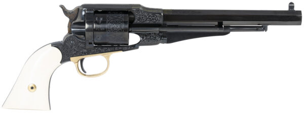 Taylors & Company 550761 Remington Conversion LawDawg 45 Colt (Long Colt) 6 Shot 8" Blued Engraved Octagon Barrel, Blued Engraved Cylinder, Blued Engraved Steel Frame, Ivory Grip, Exposed Hammer — view 1