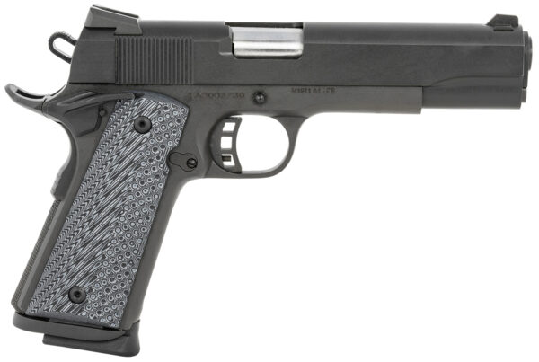 Taylors & Company 230058 Armscor 1911 Tactical Full Size 9mm Luger 8+1, 5" Stainless Steel Barrel, Black Parkerized Serrated Slide, Black Parkerized Steel Frame w/Beavertail, Gray G10 Grip — view 1