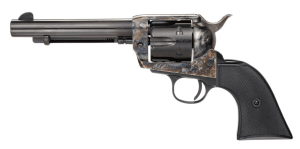 Taylors & Company 200110 1873 Pietta 9mm Luger 6 Shot 5.50" Blued Round Barrel, Blued Cylinder, Color Case Hardened Steel Frame, Black Checkered Plastic Navy Grip, Manual Safety, Exposed Hammer — view 1
