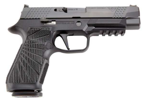 Wilson Combat SIGWCP320F9BATS P320  9mm Luger 17+1 4.70" Black Steel Barrel, Black DLC Serrated Stainless Steel Slide, Black Polymer Frame w/Picatinny Rail, Straight Trigger, Black Polymer Grip — view 1