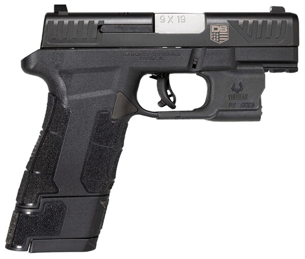 Diamondback DB0301P001 DBAM29 Sub-Compact 9mm Luger 3.50" 12+1,17+1 Overall Black Finish with Serrated Nitride Stainless Steel Slide, Polymer Grip & Picatinny Rail Includes Viridian Laser & Holster — view 1