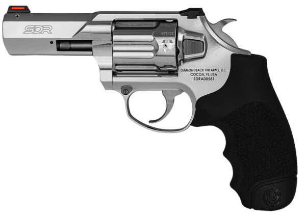 Diamondback DB0700S703 SDR  357 Mag/38 Special +P 6 Shot 3" Polished Stainless Steel Barrel, Cylinder & Frame, Black Hogue Rubber Grip, Exposed Hammer — view 1