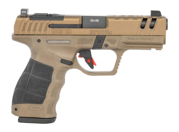 Sarsilmaz SAR9CG3BR10 SAR9 Gen3 Compact 9mm Luger 10+1 4.10" Black Barrel, Bronze Steel Optic Cut/Serrated Slide, Bronze Polymer Frame w/Picatinny Rail, Textured Grip, RMSc Footprint — view 1