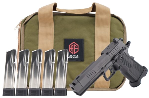 Alpha Foxtrot AA39X1CIG-XDBK20-PROM AF1911 Romulus Promo 9mm Luger 20+1 4.25" Black Bull Ramped Compensated Barrel, Polished DLC Stainless Steel Optic Ready/Serrated Slide & Frame w/Beavertail & Picat — view 1
