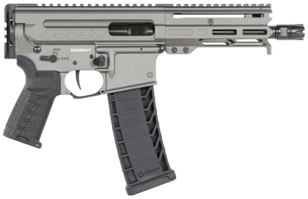 CMMG 94A6867TNG Dissent MK4 9mm Luger 33+1 6.50", Tungsten Gray Rec, Picatinny Brace Adapter, 5.50" M-LOK Handguard, Left Side Charging Handle, Zeroed Linear Comp, Zeroed Drop-In Single Stage Trigger — view 1