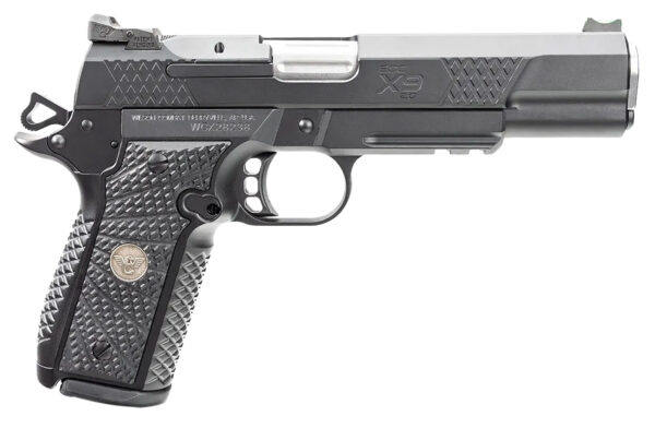 Wilson Combat 2EDCXLPR9 EDC X9 2.0 Compact Frame 9mm Luger 15+1 5" Steel Barrel, Black Armor-Tuff Serrated Stainless Steel Slide, Aluminum Frame w/Picatinny Rail, Black G10 Starburst Grip — view 1