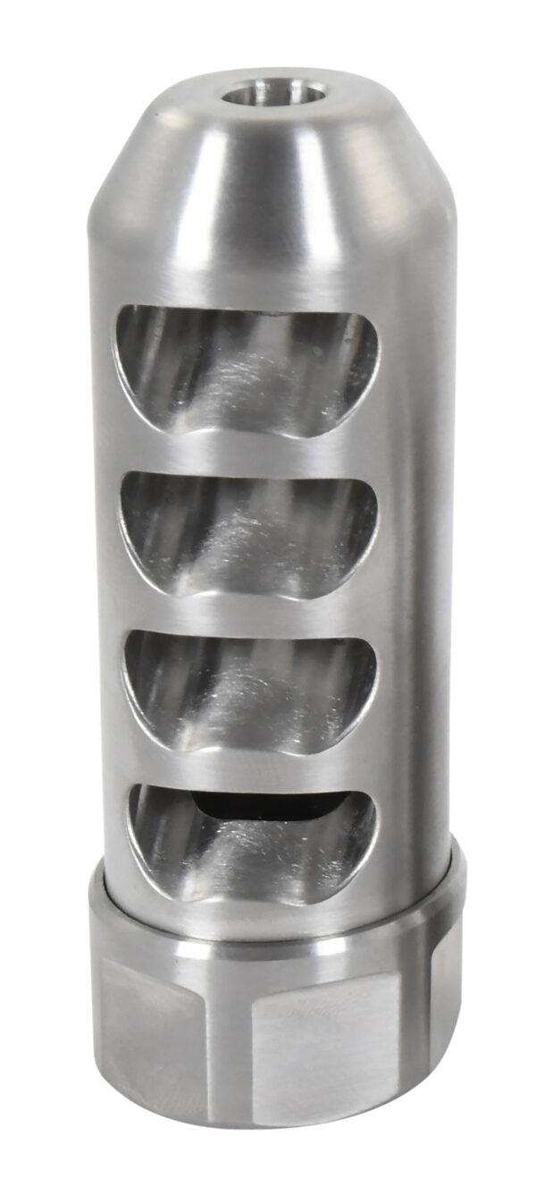 American Precision Arms G2F5838S Gen 2 Fat Bastard Self Timing Brake Stainless Steel with 5/8"-24 tpi Threads, 3.30" OAL & 1.115" Diameter for 338 Cal Rifle — view 1