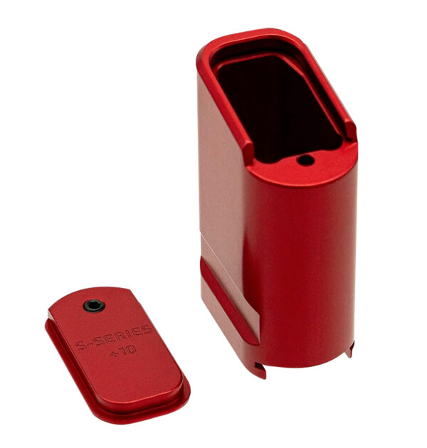 Shield Arms SAS15ME10RED Magazine Extension  Extended 10rd Compatible w/ Shield Arms S15 Magazine Red Anodized Aluminum — view 1