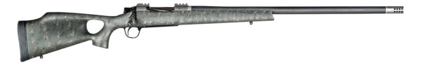 Christensen Arms CA10269815323 Summit TI  Full Size 28 Nosler 3+1, 26" Natural Titanium Steel Threaded Barrel, Natural Titanium Aluminum Receiver, Green w/Black/Tan Webbing Fixed Thumbhole Stock — view 1
