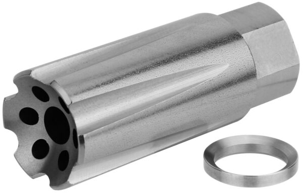 TacFire MZ10209MMSS Linear Compensator Stainless Steel with 1/2"-36 tpi Threads, 2.05" OAL & 0.87" Diameter for 9mm Luger AR-Platform — view 1