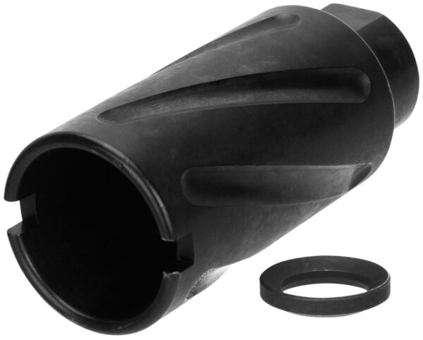 TacFire MZ10073B Spiral Fluted Muzzle Brake Black Oxide Steel with 5/8"-24 tpi Threads, 2.60" OAL & 1.12" Diameter for 308 Win AR-10 — view 1