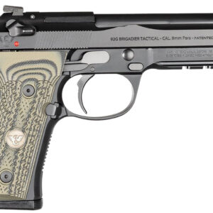 Wilson Combat BER92BRIG9 92G Brigadier Tactical 9mm Luger 15+1 4.70" Target Crown Steel Barrel, Black Serrated Steel Slide, Black Steel Frame w/Picatinny Rail, Dirty Olive G10 Grip, Ambidextrous