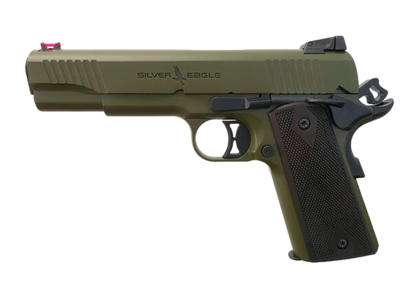 T R Imports 191145GREEN 1911 45 ACP 7+1 Overall Green Cerakote, Walnut Grip — view 1