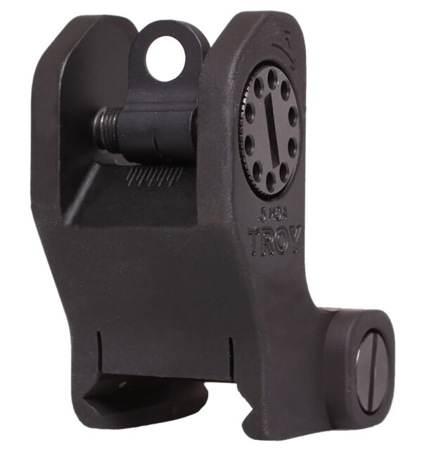 Troy Ind SSIGFRSROBT00 Rear Fixed BattleSight Round  Black Hardcoat Anodized for AR-15/AR-10 — view 1