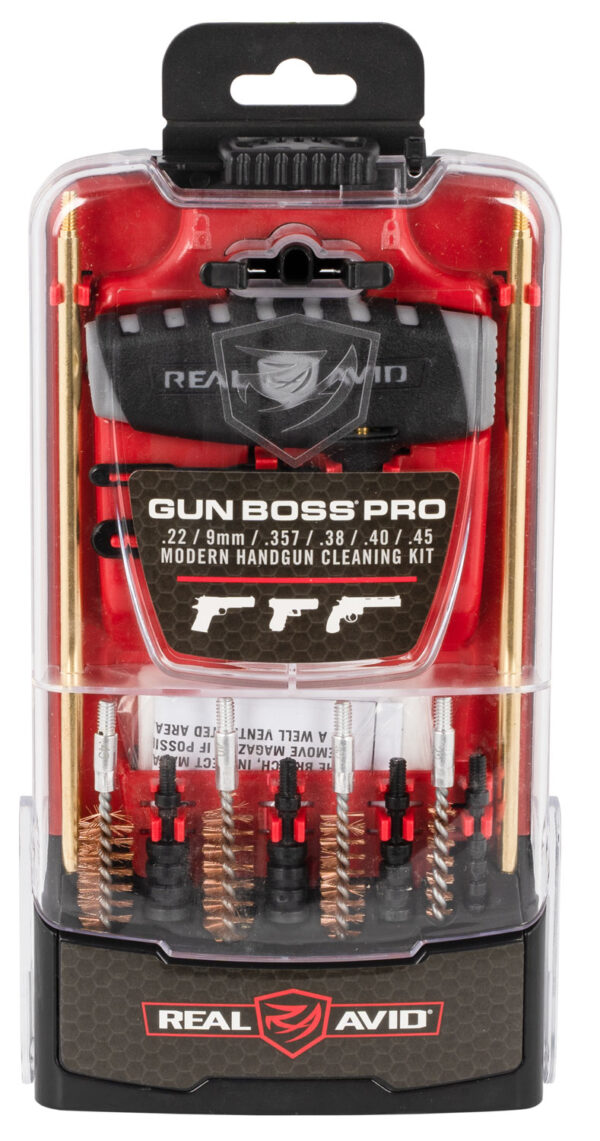 Real Avid AVGBPROP Gun Boss Cleaning Kit Multi-Caliber Pistol Firearm Slotted Tip 12.50" Long Bronze Bristles Includes Case — view 1