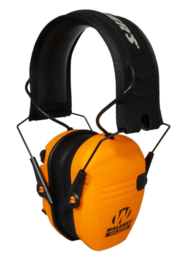 Walker's GWPRSEMBLZ Razor Slim Electronic Muff 23 dB Over the Head Blaze Orange/Black Polymer — view 1