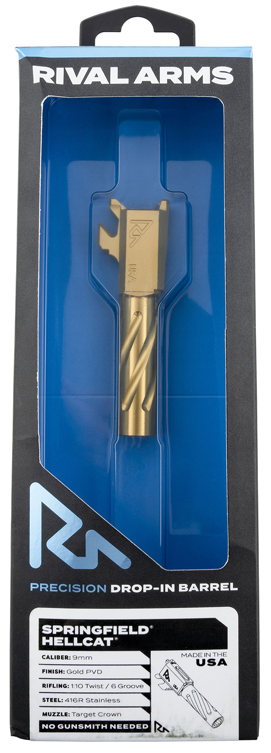 Rival Arms RARA20H101E Precision V1 Match Grade Spiral Fluted Threaded Gold PVD Stainless Steel, Fits Springfield Hellcat — view 1