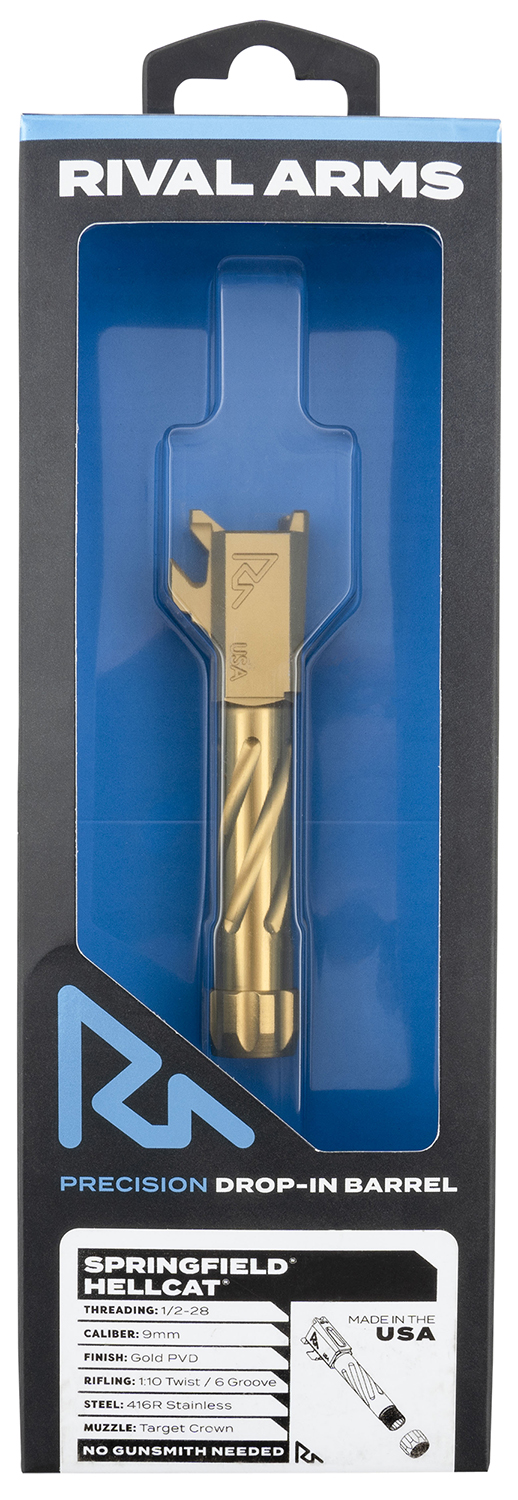 Rival Arms RARA20H102E Precision V1 Match Grade Spiral Fluted Threaded Gold PVD Stainless Steel, Fits Springfield Hellcat — view 1