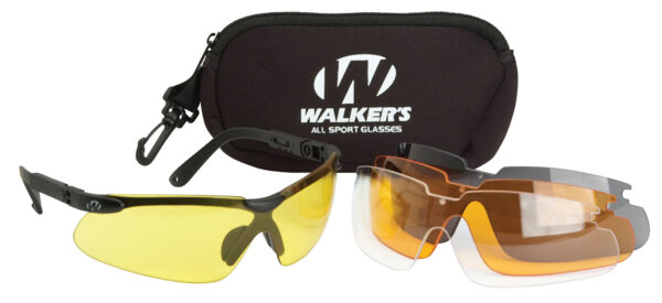 Walker's GWPASG4L2 Sport Glasses Combo Adult Clear/Smoke Gray/Amber/Yellow Lens Polycarbonate Black Frame — view 1
