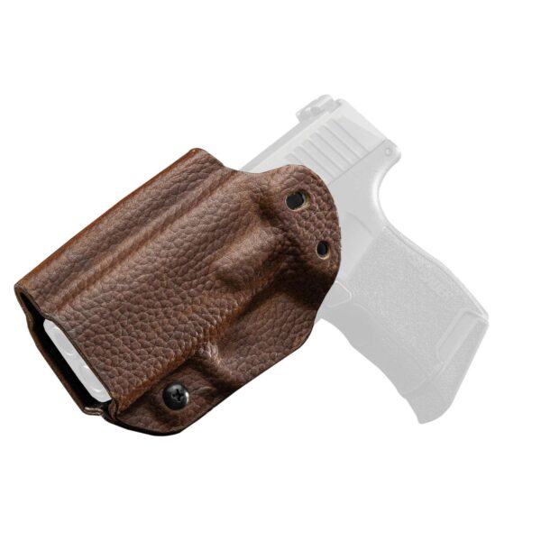 MISSION FIRST TACTICAL LEATHER HYBRID IWB HOLSTER SIG SAUER P365 RH BROWN RAGE GRAIN — view 1