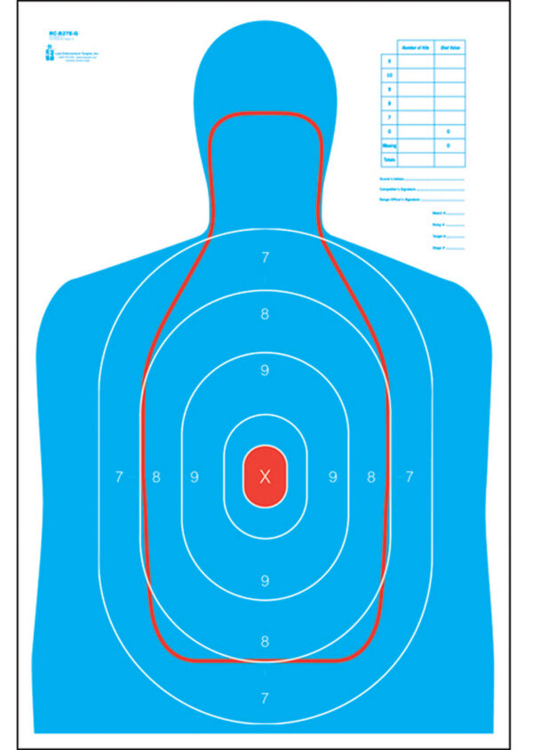 Action Target RCB27EQ100 Qualification B-27E & FBI Q Combo Silhouette Hanging Paper 23" x 35" Blue/White 100 Per Box — view 1