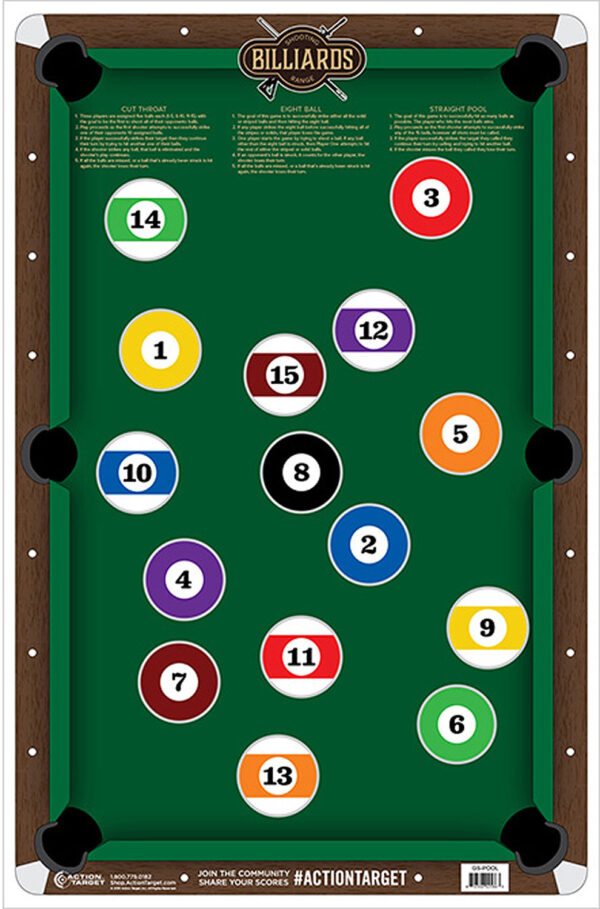 Action Target GSPOOL100 Entertainment  Pool Table Paper Hanging 23" x 35" Multi-Color 100 Per Box — view 1