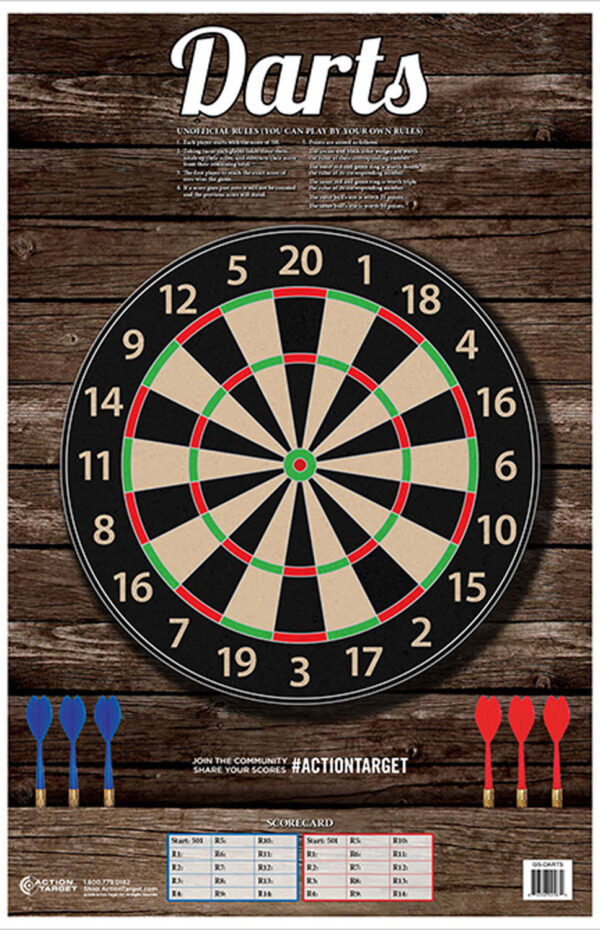 Action Target GSDARTS100 Entertainment  Dart Board Paper Hanging 23" x 35" Multi-Color 100 Per Box — view 1