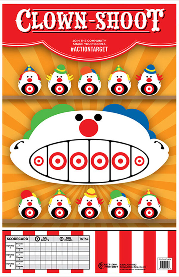Action Target GSCARCLWN100 Entertainment  Clowns Paper Hanging 23" x 35" Multi-Color 100 Per Box — view 1