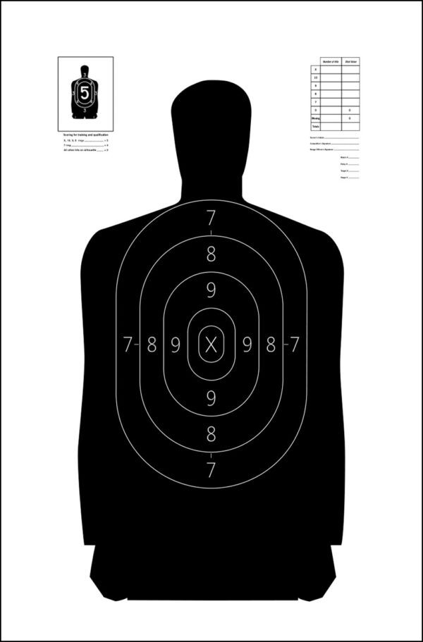 Action Target S29100 Qualification  Silhouette Heavy Paper Hanging 11.50" x 22" Black/White 100 Per Box — view 1