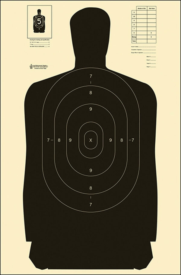 Action Target B27SBLACK100 Qualification Standard Silhouette Heavy Paper Hanging Black/White 100 Per Box — view 1