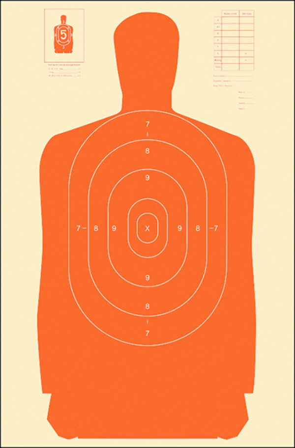 Action Target B27SORANGE100 Qualification Standard Silhouette Paper Hanging 24" x 45" Orange/White 100 Per Box — view 1