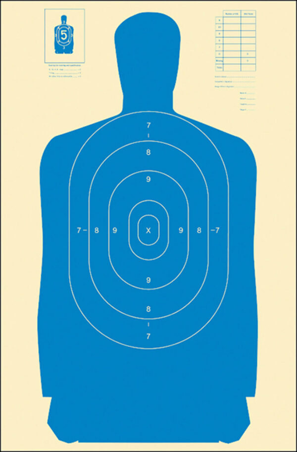 Action Target B27SBLUE100 Qualification Standard Silhouette Paper Hanging 24" x 45" Blue/White 100 Per Box — view 1