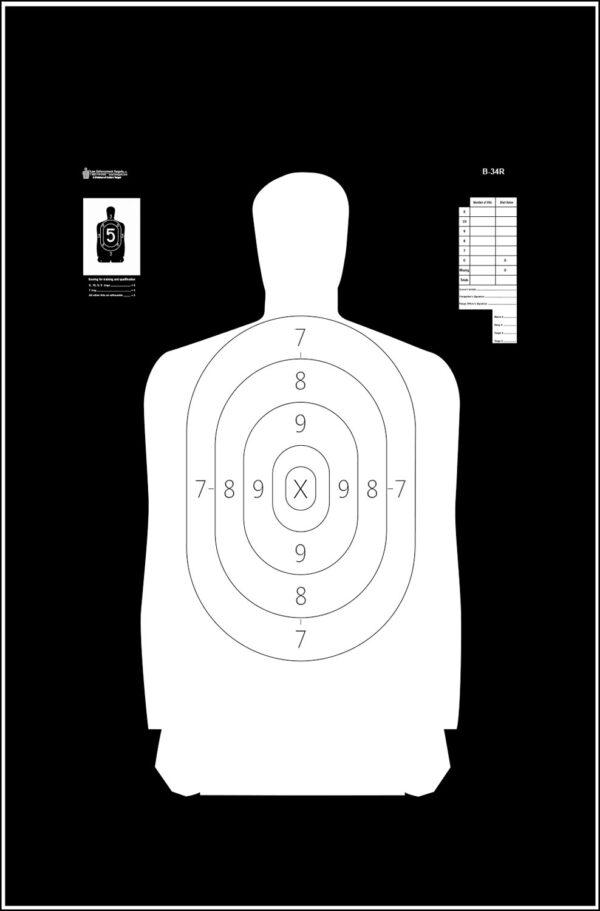 Action Target B34R100 Qualification Reverse Silhouette Paper Hanging 25 yds 17.50" x 23" Black/White 100 Per Box — view 1