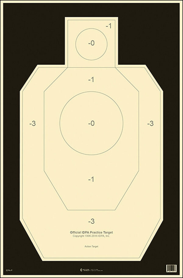 Action Target IDPAP100 Competition Official IDPA Silhouette Tagboard Hanging 23" x 35" Black/White 100 Per Box — view 1