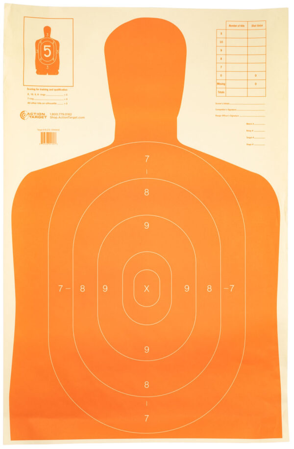 Action Target B27EORANGE Qualification Economy Silhouette Hanging Paper Target 23" x 35" 100 Per Box — view 1
