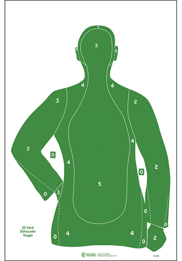 Action Target B21EGREEN100 Qualification  Silhouette Paper Hanging 23" x 35" Green 100 Per Box — view 1