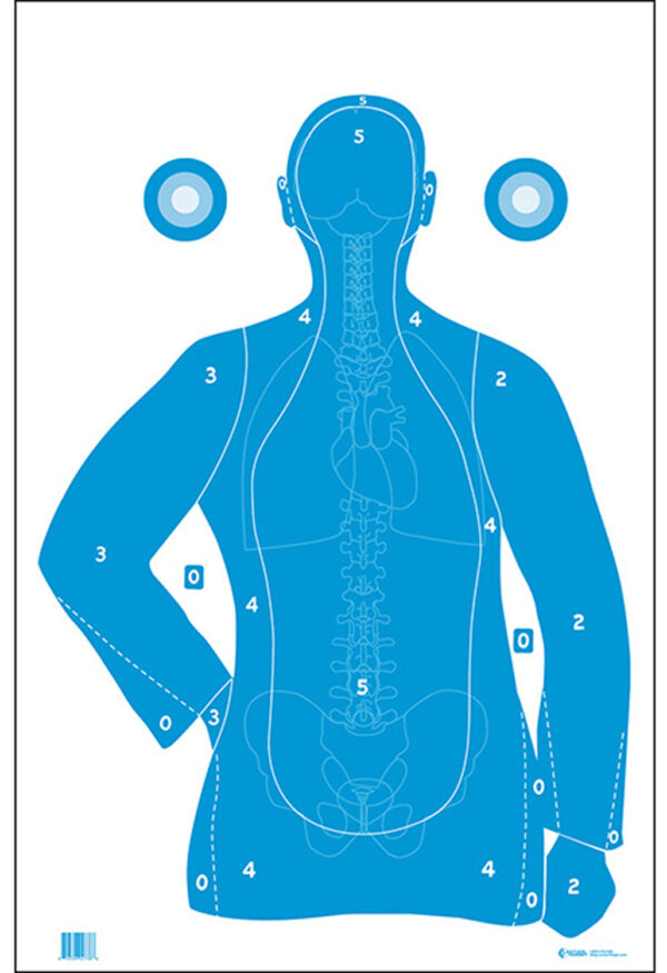 Action Target FB21EANTAV2100 Qualification  Silhouette/Vitals Paper Hanging 23" x 35" Blue/White 100 Per Box — view 1