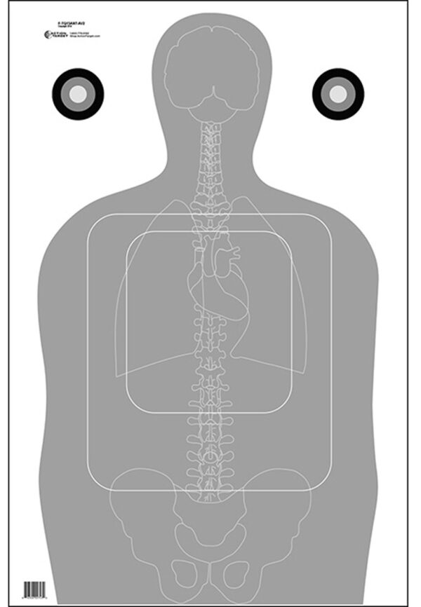 Action Target FTQ15ANTAV2100 Qualification  Silhouette/Vitals Paper 23" x 35" Gray/White 100 Per Box — view 1