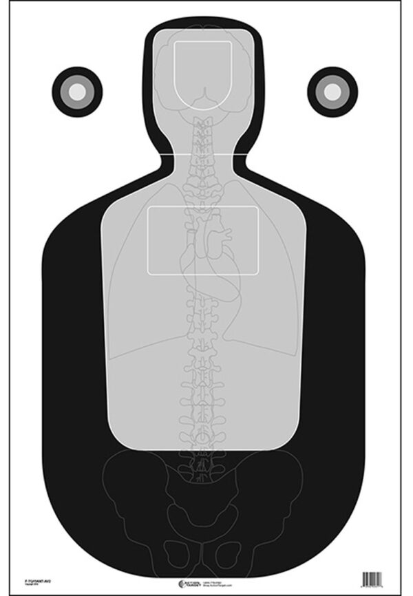 Action Target FTQ19ANTAV2100 Qualification  Silhouette/Vitals Paper Hanging 23" x 35" Black/Gray 100 Per Box — view 1
