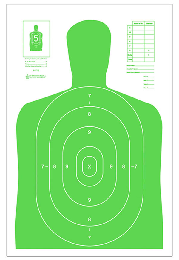 Action Target B27ELGR100 Qualification High Visibility Silhouette Paper 23"x35" Fluorescent Green/White 100 Per Box — view 1