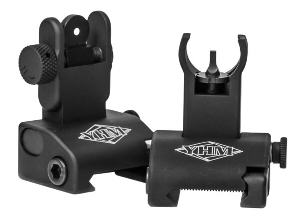 Yankee Hill 5040H Q.D.S. Sight Set  Black Hardcoat Anodized Folding  with Hooded Stem for AR-Platform — view 1