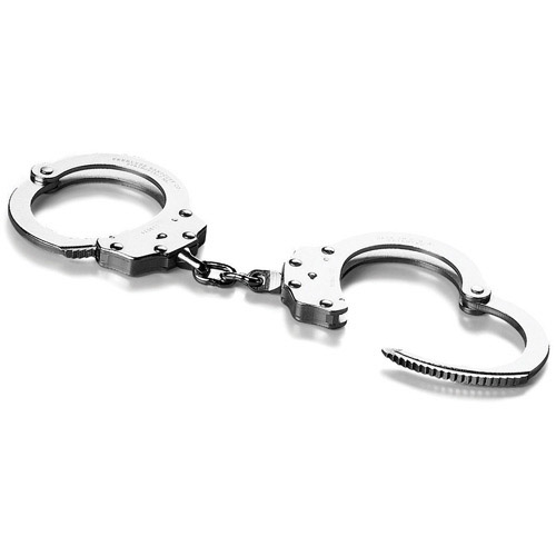 PEERLESS HANDCUFFS CHAIN LINK NICKEL FINISH MODEL 700C — view 1
