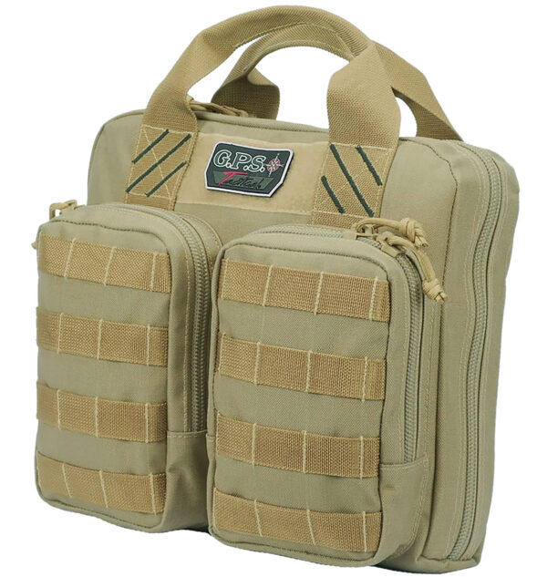 GPS Bags T1411PCT Tactical Double +2 Tan 1000D Nylon Teflon Coating Holds 4 Handguns — view 1