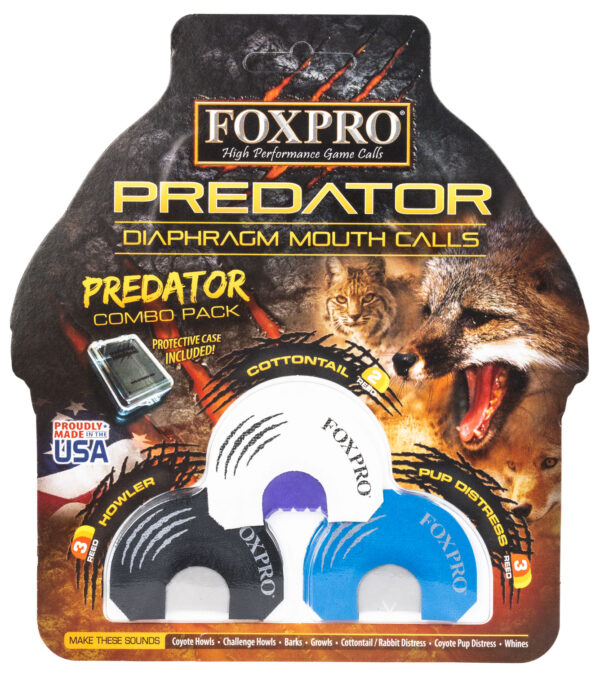 Foxpro COYCOMBO Predator Combo Diaphragm Call Double/Triple Reed Cottontail Sounds Attracts Predators Black/Blue/White 3 Piece — view 1