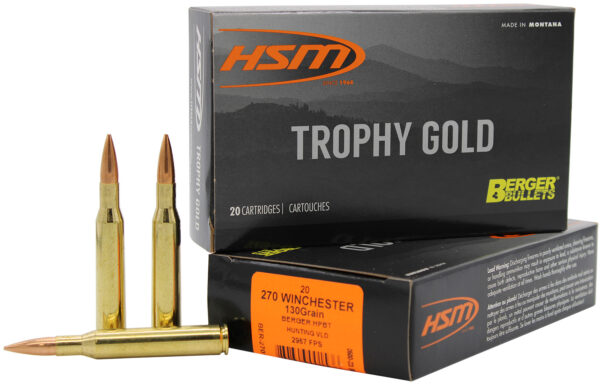 HSM 270130VLD Trophy Gold Extended Range 270 Win 130 gr Berger Hunting VLD Match 20 Per Box/ 20 Case — view 1