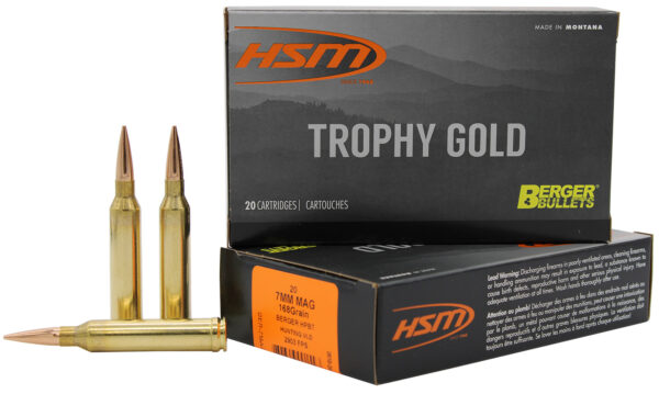 HSM 7MAG168VLD Trophy Gold Extended Range 7mm Rem Mag 168 gr Berger Hunting VLD Match 20 Per Box/ 20 Case — view 1