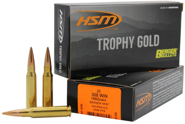 HSM 308168VLD Trophy Gold Extended Range 308 Win 168 gr Berger Hunting VLD Match 20 Per Box/ 25 Case — view 1