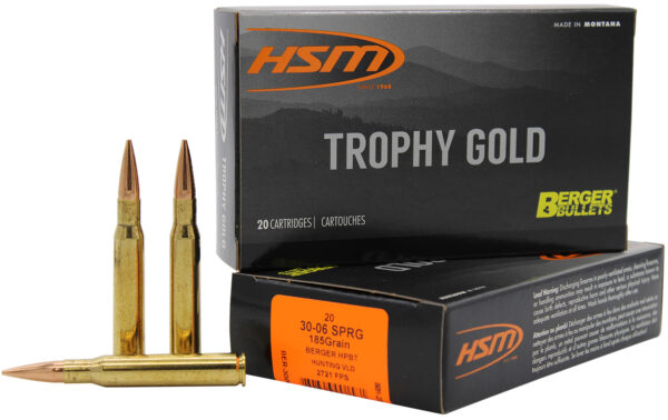 HSM 3006185VLD Trophy Gold Extended Range 30-06 Springfield 185 gr Berger Hunting VLD Match 20 Per Box/ 20 Case — view 1