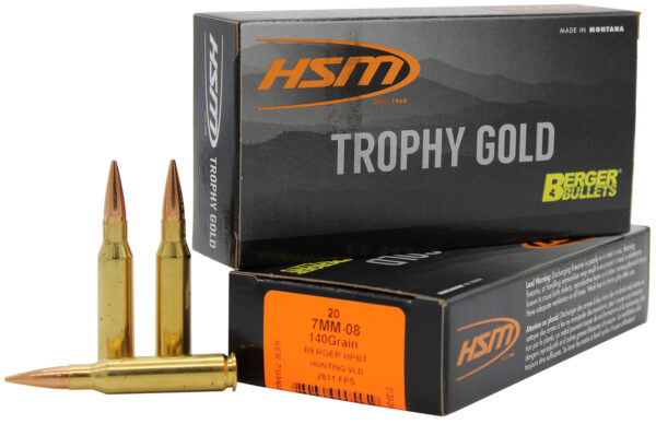 HSM 7MM08140VLD Trophy Gold Extended Range 7mm-08 Rem 140 gr Berger Hunting VLD Match 20 Per Box/ 25 Case — view 1