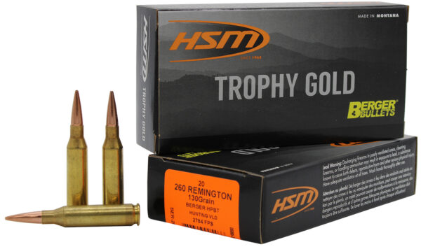 HSM 260130VLD Trophy Gold Extended Range 260 Rem 130 gr Berger Hunting VLD Match 20 Per Box/ 25 Case — view 1